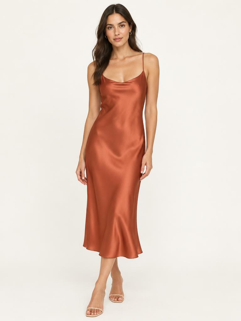Satin Slip Midi Dress